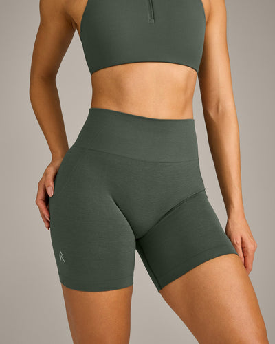 EffortlessLift™ Seamless Shorts with Gray Logo | Dark Khaki