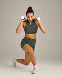 EffortlessLift™ Seamless Shorts with Gray Logo | Dark Khaki