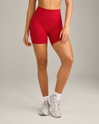 EffortlessLift™ Seamless Shorts with Gray Logo | Fiery Red