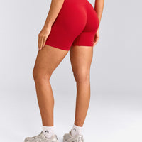 EffortlessLift™ Seamless Shorts with Gray Logo | Fiery Red