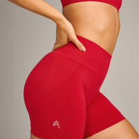 EffortlessLift™ Seamless Shorts with Gray Logo | Fiery Red