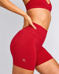 EffortlessLift™ Seamless Shorts with Gray Logo | Fiery Red