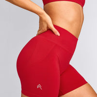 EffortlessLift™ Seamless Shorts with Gray Logo | Fiery Red