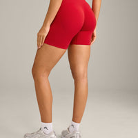 EffortlessLift™ Seamless Shorts with Gray Logo | Fiery Red