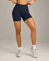 EffortlessLift™ Seamless Shorts with Gray Logo | True Blue