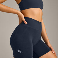 EffortlessLift™ Seamless Shorts with Gray Logo | True Blue