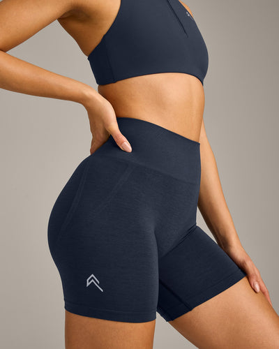 EffortlessLift™ Seamless Shorts with Gray Logo | True Blue