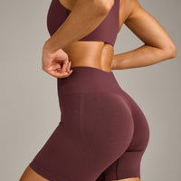 EffortlessLift™ Seamless Shorts with Gray Logo | Velvet Mocha