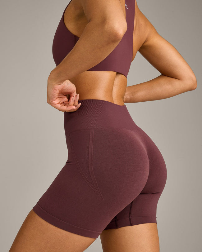 EffortlessLift™ Seamless Shorts with Gray Logo | Velvet Mocha