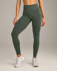 EffortlessLift™ Seamless Leggings with Gray Logo | Dark Khaki