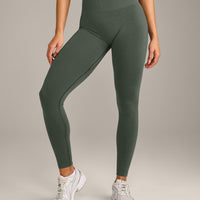 EffortlessLift™ Seamless Leggings with Gray Logo | Dark Khaki