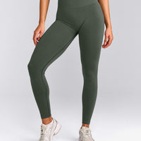 EffortlessLift™ Seamless Leggings with Gray Logo | Dark Khaki