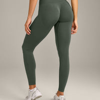 EffortlessLift™ Seamless Leggings with Gray Logo | Dark Khaki
