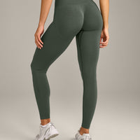 EffortlessLift™ Seamless Leggings with Gray Logo | Dark Khaki
