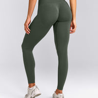 EffortlessLift™ Seamless Leggings with Gray Logo | Dark Khaki