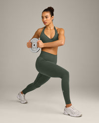 EffortlessLift™ Seamless Leggings with Gray Logo | Dark Khaki