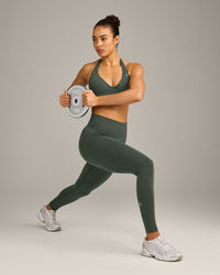 EffortlessLift™ Seamless Leggings with Gray Logo | Dark Khaki