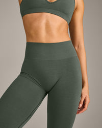 EffortlessLift™ Seamless Leggings with Gray Logo | Dark Khaki