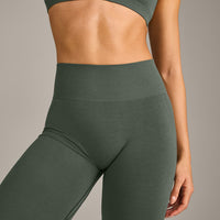 EffortlessLift™ Seamless Leggings with Gray Logo | Dark Khaki