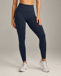 EffortlessLift™ Seamless Leggings with Grey Logo | True Blue