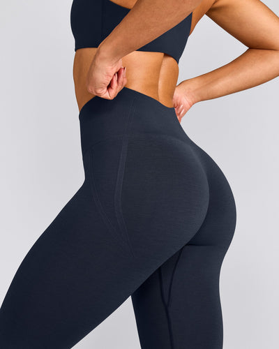 EffortlessLift™ Seamless Leggings with Gray Logo | True Blue