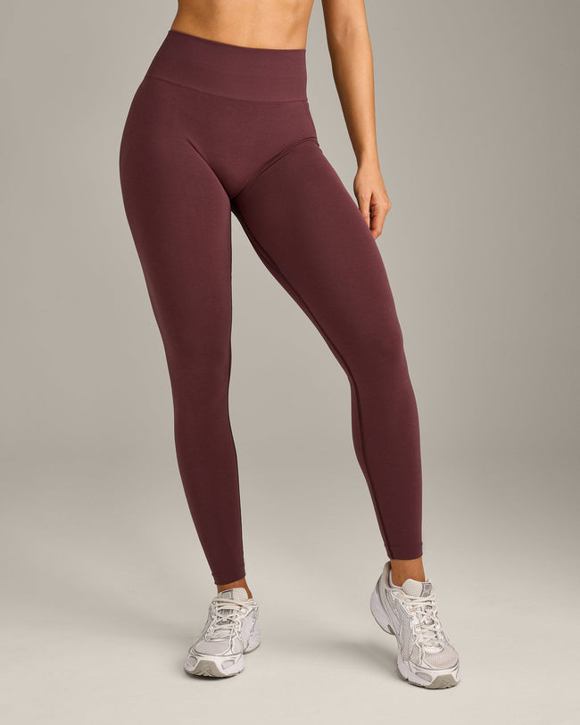 EffortlessLift™ Seamless Leggings with Gray Logo | Velvet Mocha