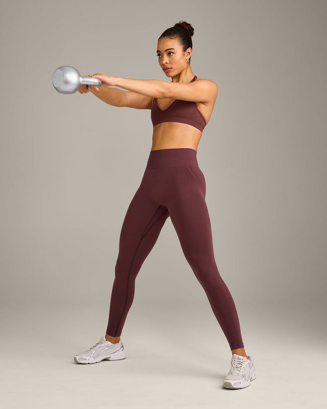 EffortlessLift™ Seamless Leggings with Gray Logo | Velvet Mocha