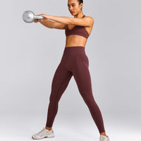 EffortlessLift™ Seamless Leggings with Gray Logo | Velvet Mocha