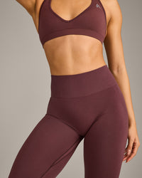 EffortlessLift™ Seamless Leggings with Gray Logo | Velvet Mocha