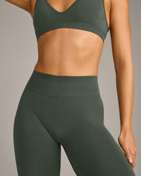 EffortlessLift™ Seamless Mid Rise Leggings with Gray Logo | Dark Khaki