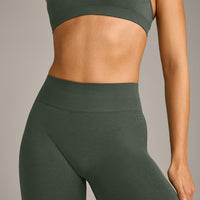 EffortlessLift™ Seamless Mid Rise Leggings with Gray Logo | Dark Khaki