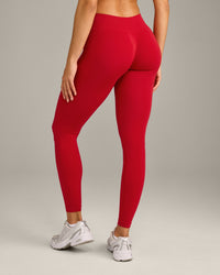 EffortlessLift™ Seamless Mid Rise Leggings with Gray Logo | Fiery Red
