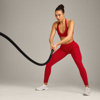 EffortlessLift™ Seamless Mid Rise Leggings with Gray Logo | Fiery Red