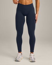 EffortlessLift™ Seamless Mid Rise Leggings with Gray Logo | True Blue