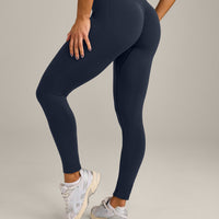 EffortlessLift™ Seamless Mid Rise Leggings with Gray Logo | True Blue