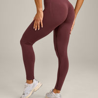 EffortlessLift™ Seamless Mid Rise Leggings with Gray Logo | Velvet Mocha