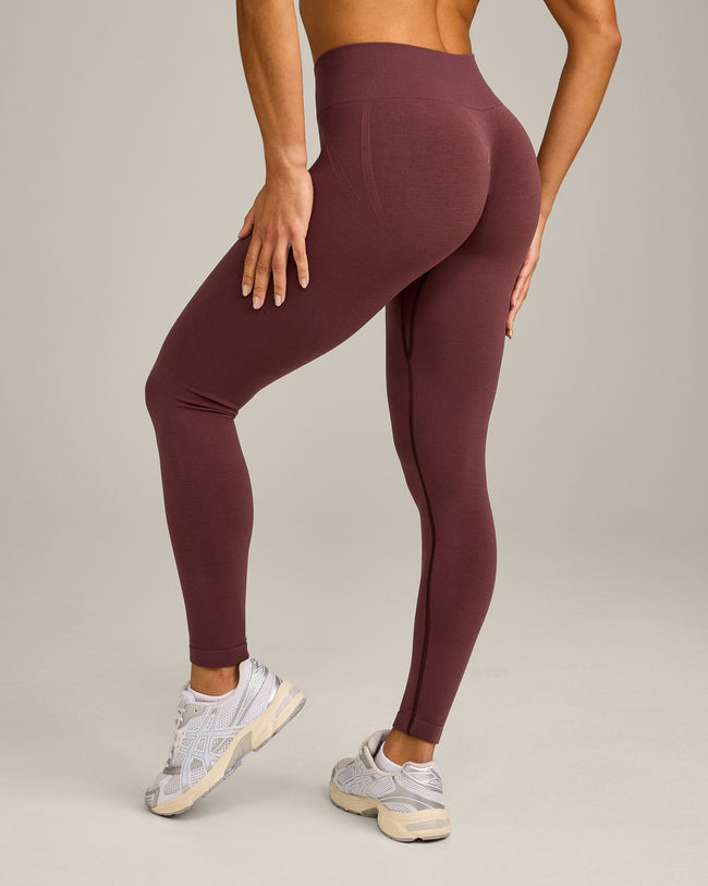 EffortlessLift™ Seamless Mid Rise Leggings with Gray Logo | Velvet Mocha