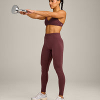 EffortlessLift™ Seamless Mid Rise Leggings with Gray Logo | Velvet Mocha