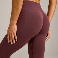 EffortlessLift™ Seamless Mid Rise Leggings with Gray Logo | Velvet Mocha