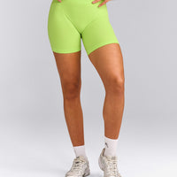EffortlessLift™ Seamless Mid Rise Shorts with Gray Logo | Citrus Green