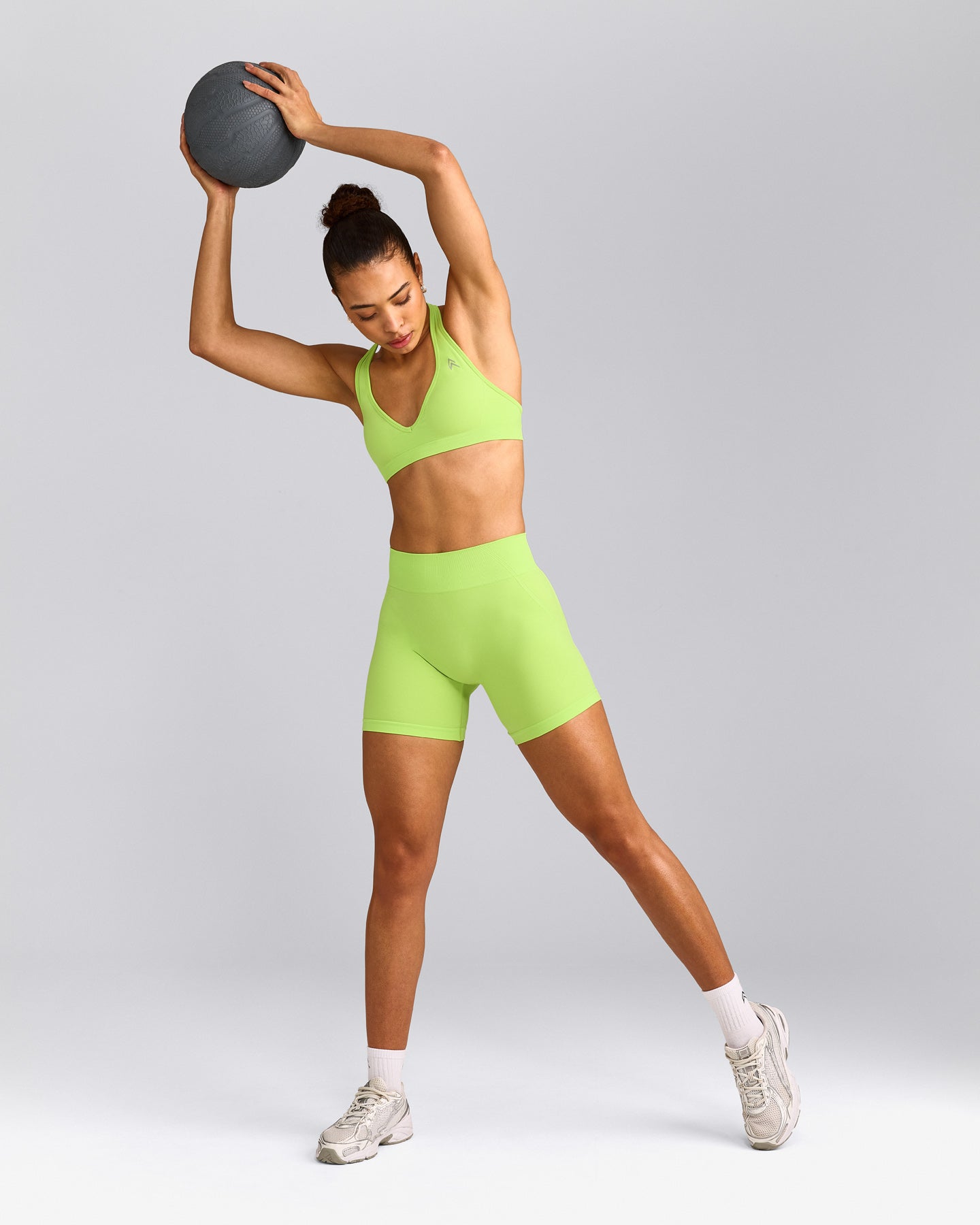 EffortlessLift™ Seamless Mid Rise Shorts with Gray Logo | Citrus Green