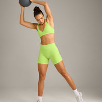 EffortlessLift™ Seamless Mid Rise Shorts with Gray Logo | Citrus Green