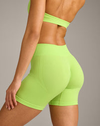 EffortlessLift™ Seamless Mid Rise Shorts with Gray Logo | Citrus Green