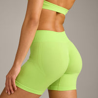 EffortlessLift™ Seamless Mid Rise Shorts with Gray Logo | Citrus Green