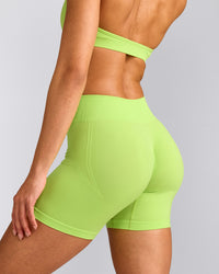 EffortlessLift™ Seamless Mid Rise Shorts with Gray Logo | Citrus Green