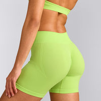 EffortlessLift™ Seamless Mid Rise Shorts with Gray Logo | Citrus Green