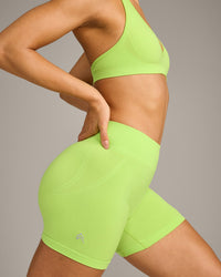EffortlessLift™ Seamless Mid Rise Shorts with Gray Logo | Citrus Green