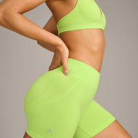EffortlessLift™ Seamless Mid Rise Shorts with Gray Logo | Citrus Green
