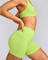 EffortlessLift™ Seamless Mid Rise Shorts with Gray Logo | Citrus Green