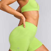 EffortlessLift™ Seamless Mid Rise Shorts with Gray Logo | Citrus Green
